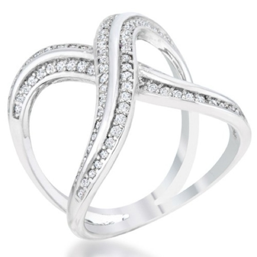 ENTWINED CUBIC ZIRCONIA RING sz 7 - Picture 2 of 2